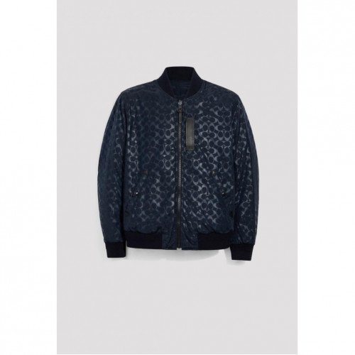 Coach Reversible Signature Ma 1 Jacket Navy Blue 40 Vclusive
